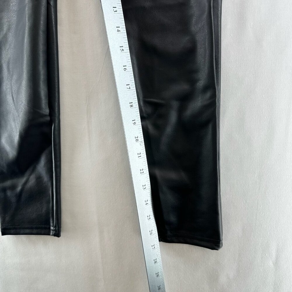 A New Day Faux Leather Leggings Women M Elastic Waistband Pull On HighRise Black - Picture 9 of 12